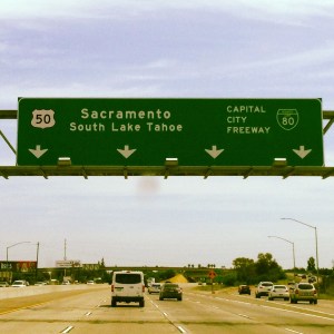 The beginning of Route 50, just west of Sacramento, CA