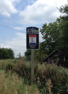 The Lincoln Highway in Iowa is well marked with these signs